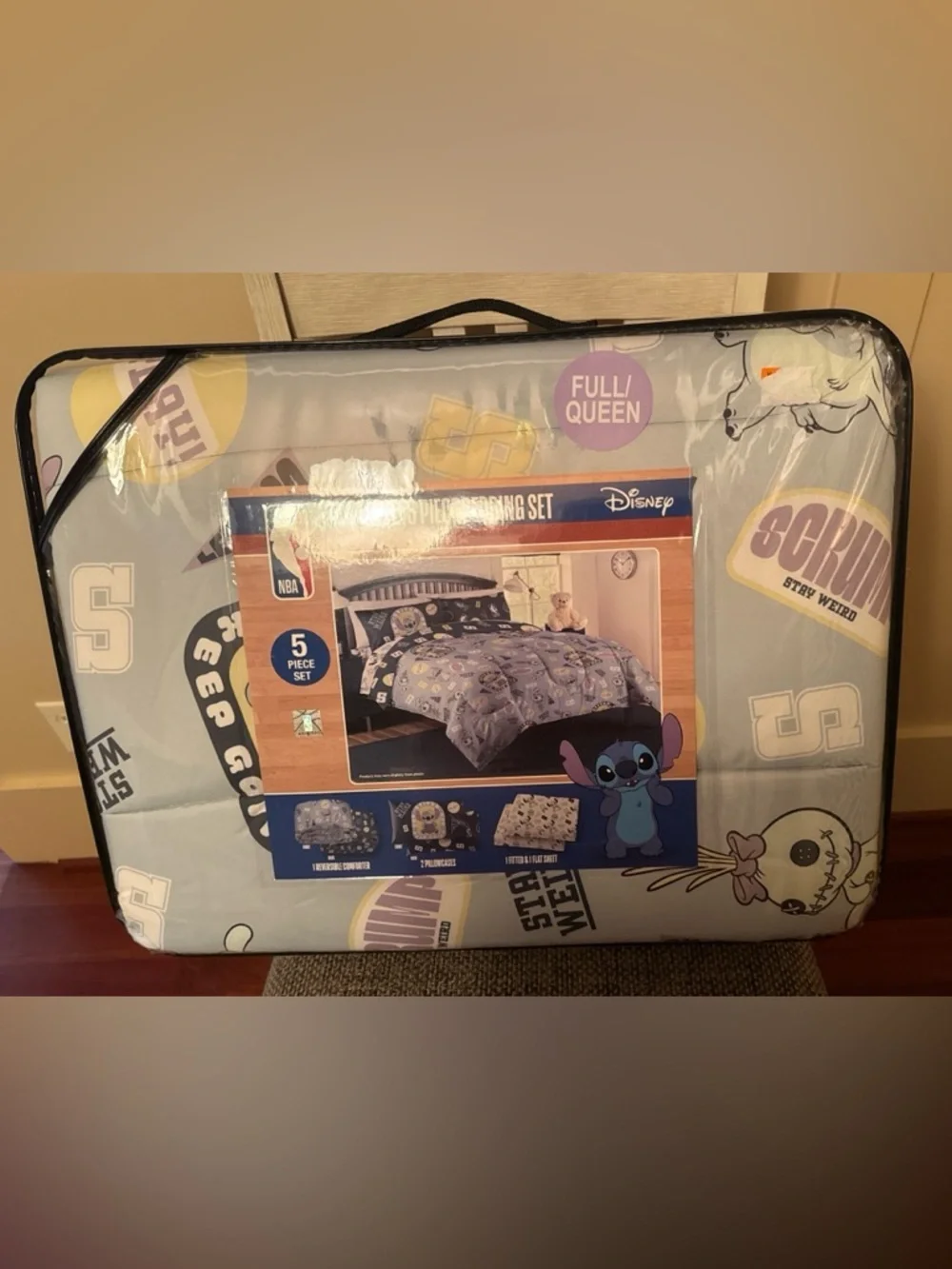 Disney Stitch Full/Queen Comforter Set in Light Blue and Purple Accents